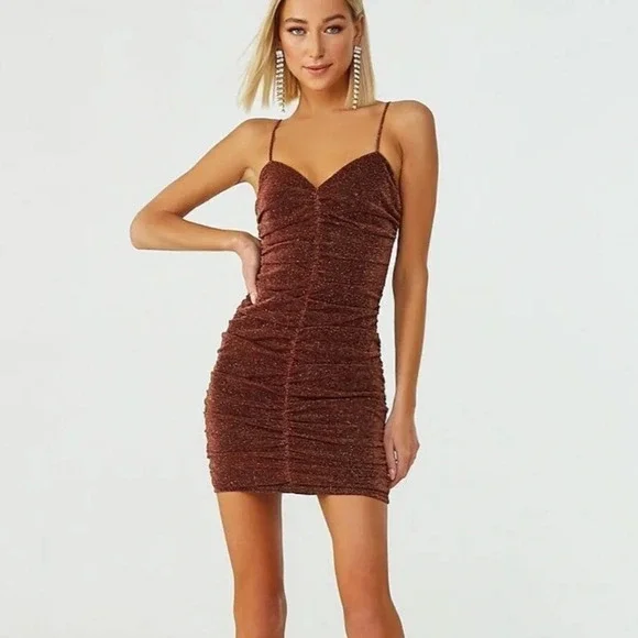 A.PEACH Ruched Glittered Cami Dress - Picture 2 of 4